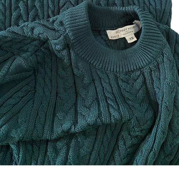 Ronny Kobo Cutout Back Midi Sweater Dress in Green Cable Knit Size XS - Picture 6 of 7